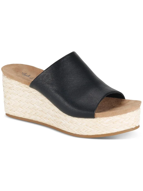 Unique Sandals-Sandals for outdoor exploration-Larissaa Womens Faux Leather Slip On Espadrilles