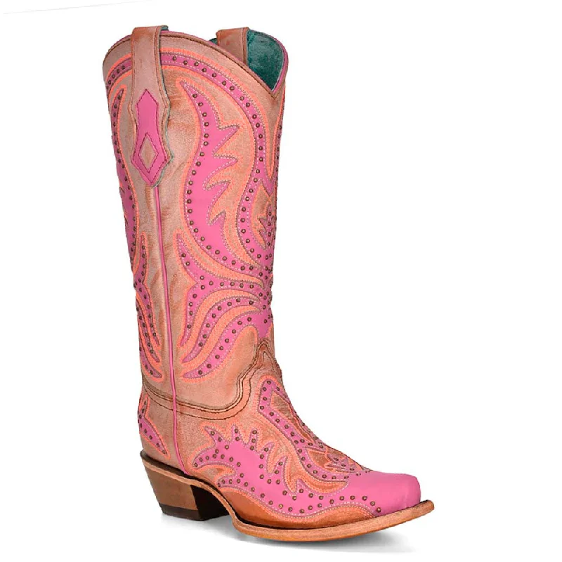 Boots grey hue-Corral Women’s Western Pink Overlay & Fluorescent Embroidery Boots