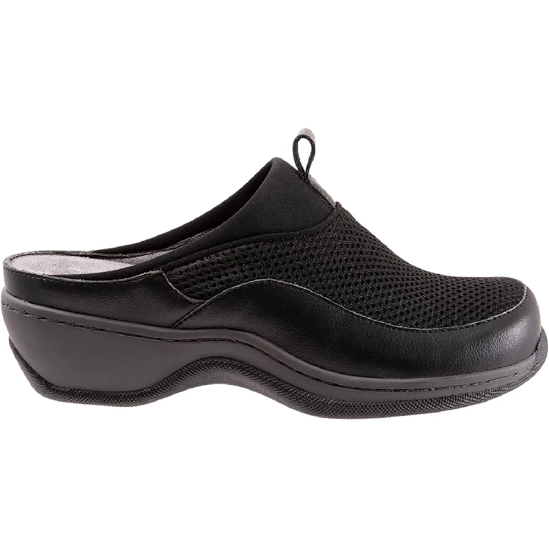 slip-on clogs for all-day comfort-Women's SoftWalk Aberdeen Black Leather/Fabric