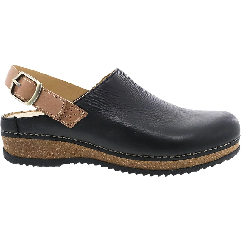 clogs for ultimate style and comfort-Women's Dansko Merrin Black Waxy Milled Leather