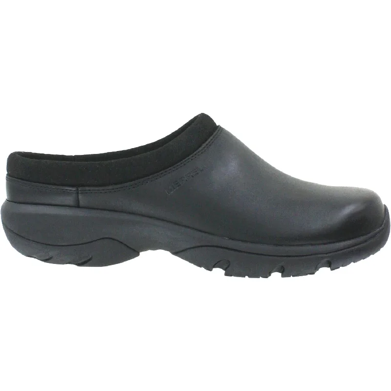 clogs with adjustable straps-Men's Merrell Encore Rexton Slide Black Leather