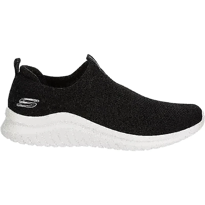 Casual Shoes with straight lines-Comfortable-casual-shoes-for-mountain-trails-Men's Skechers Ultra Flex 2.0 Kwasi Black Knit Fabric