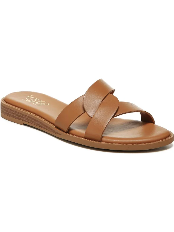 Sandals for Wellness-Sandals for walking with soft straps-Geras Womens Leather Open Toe Slide Sandals