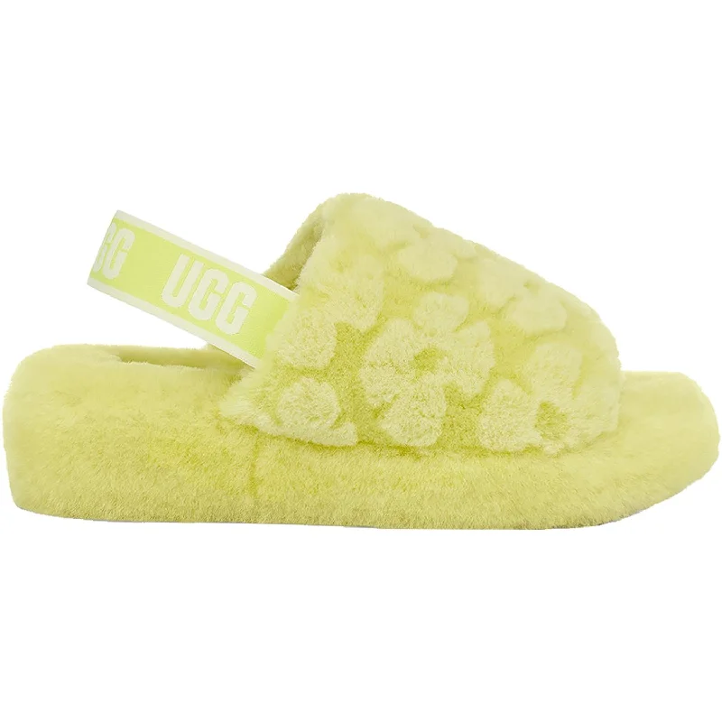 Ultra-Light-Made Slippers-Trendy slippers for maximum indoor style-Women's UGG Fluff Yeah Slide Poppy Pollen Sheepskin