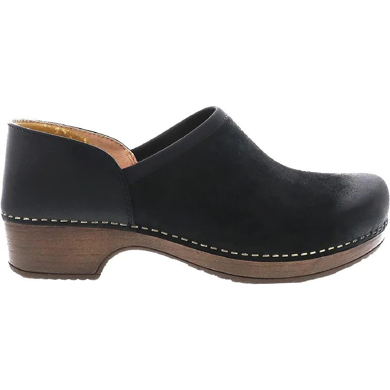 stylish clogs for every occasion-Women's Dansko Brenna Black Burnished Suede