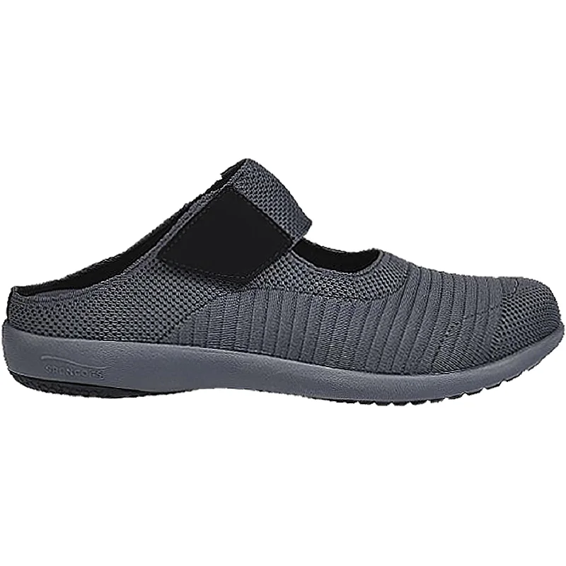 slip-on clogs with arch support-Women's Spenco Magnolia Black Knit Fabric