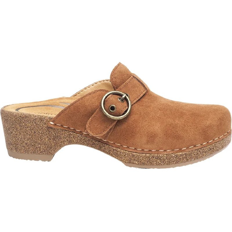 stylish clogs with ergonomic support-Women's Aetrex Madison Cognac Suede