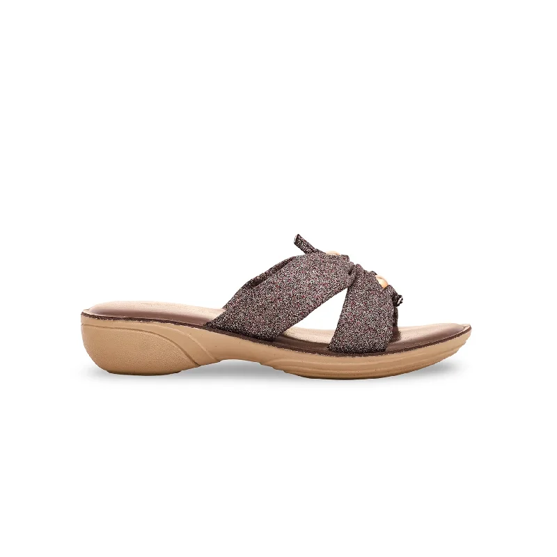 Boho Slippers-Plush slippers for your comfort after a long day-Girls Brown Casual Slipper KD5369