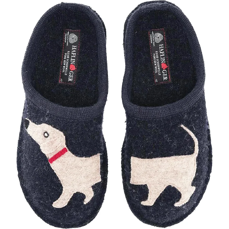 Instagram Slippers-Comfortable slippers for a restful day at home-Women's Haflinger Doggy Captains Blue Wool