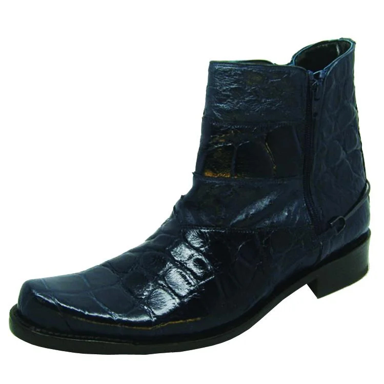 Boots moon phase-Mauri 2906 Wonder Blue Genuine Ostrich/Body Alligator Boots