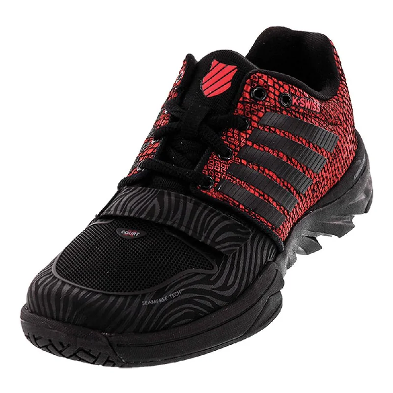 Women's X Court Tennis Shoes Black and Metallic Red