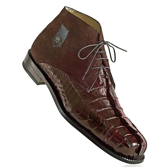 Boots bartender style-Mauri Chicago 2831 Sport Rust Genuine Hornback Crocodile Tail/Ostrich/Mauri Embossed Suede Boots