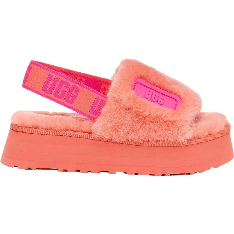 Couple Slippers-Cozy slippers for a comforting evening at home-Women's UGG Disco Slide Vibrant Coral Sheepskin