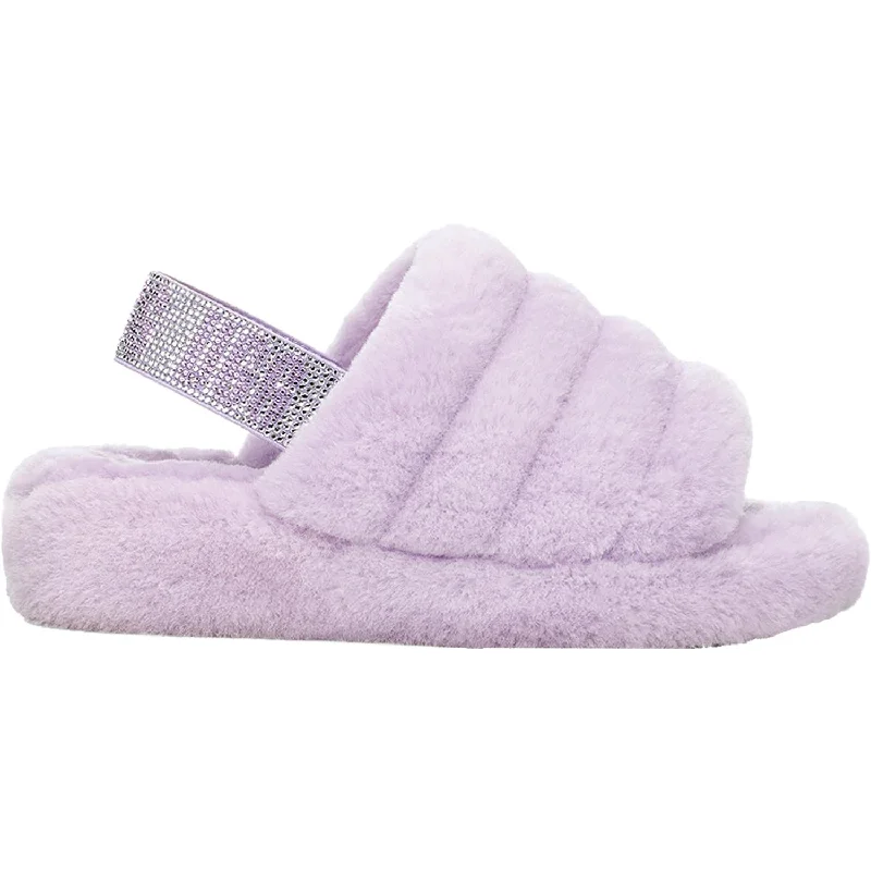 Inflatable Slippers-Plush slippers for indoor luxury-Women's UGG Fluff Yeah Bling Lilac Frost Sheepskin