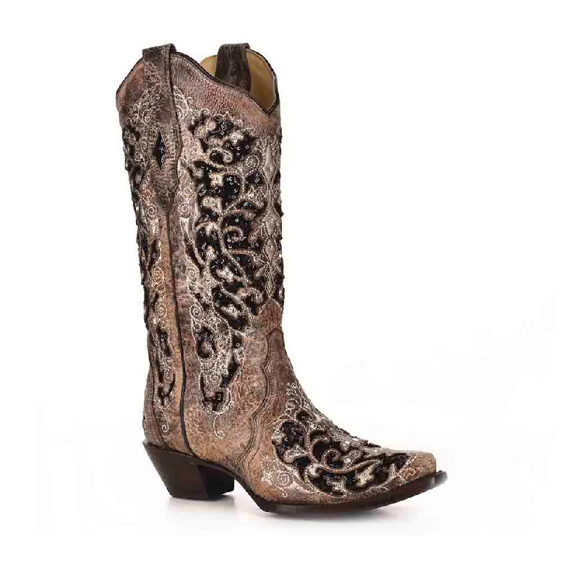 Boots everyday use-Corral Black Glitter Inlay & Crystal Boots