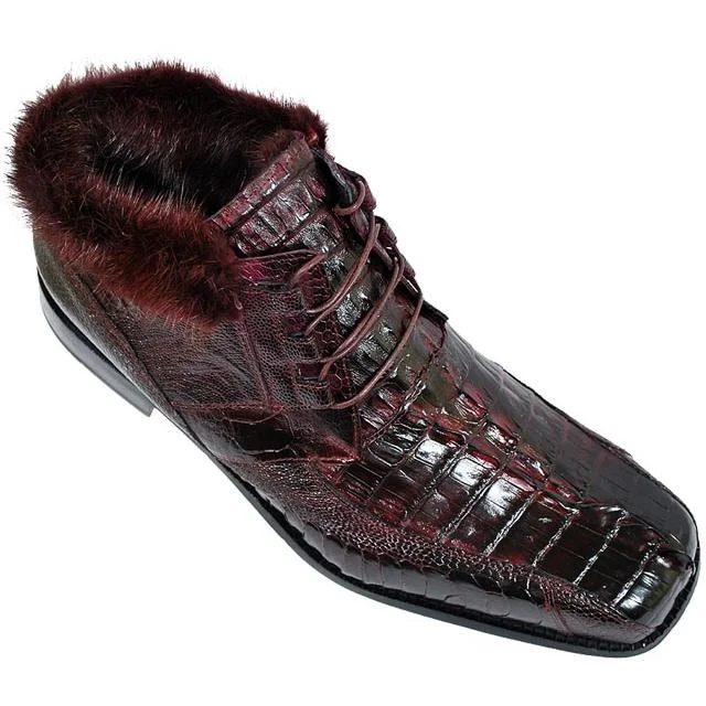 Boots movie night-Mauri 2179 Excelsior Burgundy Hornback Crocodile Tail/Ostrich Leg Hand Painted Leather Boots