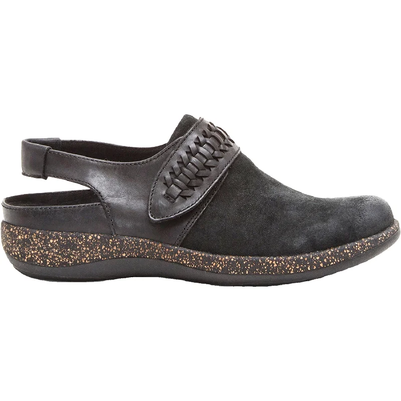 comfortable clogs for a natural fit-Women's Aetrex Leni Black Leather/Nubuck