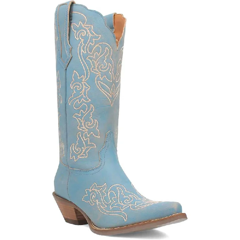 Boots tropical vibe-Dingo's Flirty N' Fun Blue Almond Toe Leather Boots