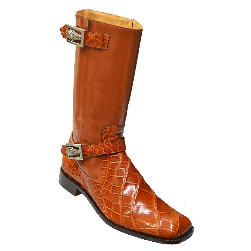 Boots velvet style-Mauri Uptown 44224 Cognac Genuine Alligator/Brushed Off Calf Boots