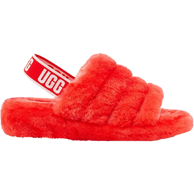 Thin Slippers-Trendy slippers for chic indoor wear-Women's UGG Fluff Yeah Slide Red Currant Sheepskin