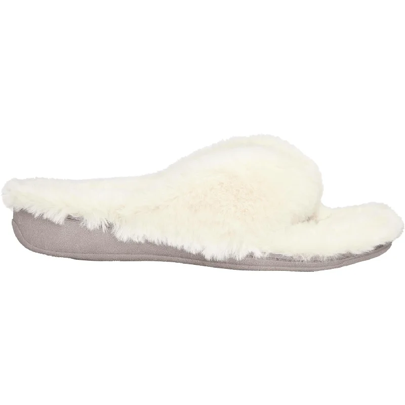 Custom-Fit Slippers-Cozy slippers for cold days at home-Women's Vionic Gracie Plush Ivory Faux Fur