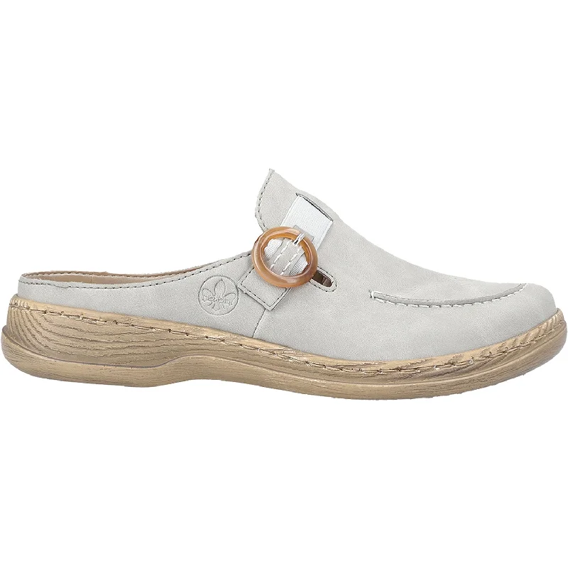 slip-on clogs with padded insole-Women's Rieker 446094-40 Daisy 94 Cement Synthetic