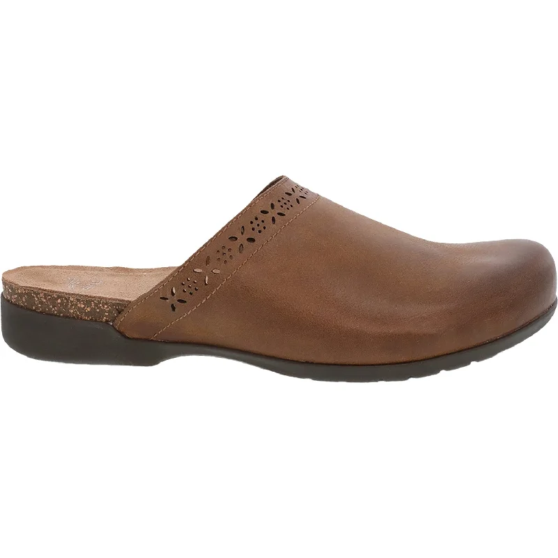 clogs with comfortable soles for support-Women's Dansko Robbie Tan Burnished Nubuck