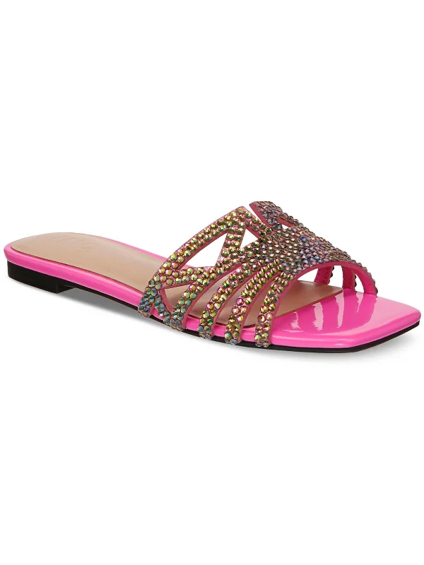 Sandals for Fashion-Comfortable sandals for relaxed summer walks-Tianah Womens Rhinestone Slip On Slide Sandals