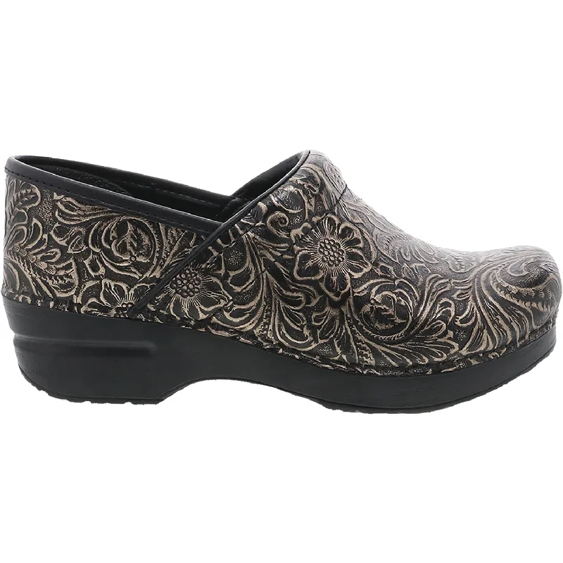 comfortable clogs with memory foam-Women's Dansko Professional Black Antique Tooled Leather