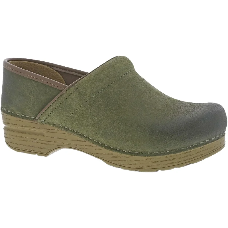 clogs for comfort during outdoor walks-Women's Dansko Professional Clog Green Burnished Nubuck