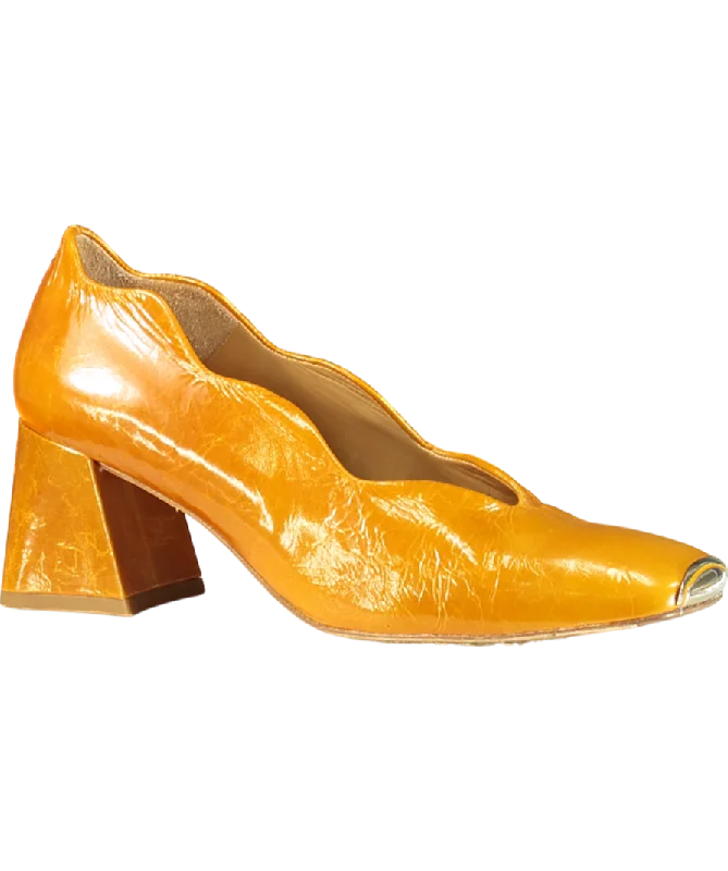 miista Orange Patent Metal Toe Mules UK 8 EU 41 👠