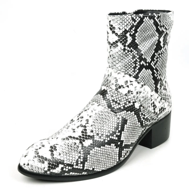 Boots snowy step-Fiesso FI-7540 Black White Sneake Print Boots