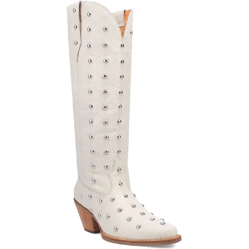 Boots pirate theme-Dingo's Broadway Bunny White Studded Snip Toe Leather Boots