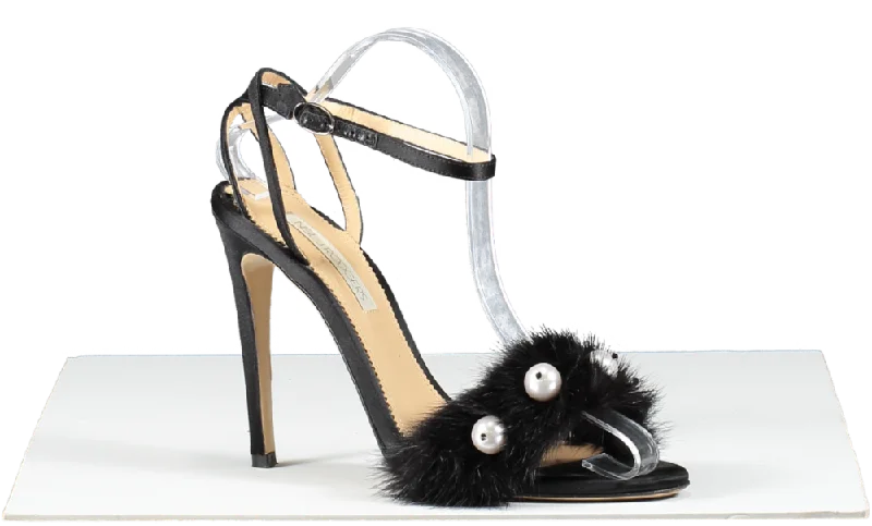 Neil J Rodgers Black Mink Fur And Pearl Detail Heels UK 5 EU 38 👠