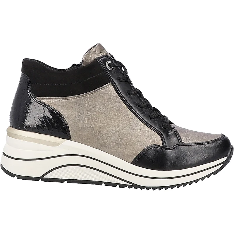 Casual Shoes with holiday themes-Stylish-casual-shoes-for-commute-Women's Remonte D0T70-01 Eleni 70 Black/Dirty Silver Leather