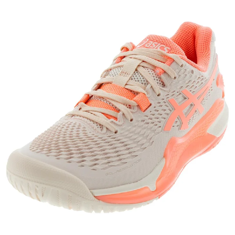 Women's Gel-Resolution 9 Tennis Shoes Pearl Pink and Sun Coral