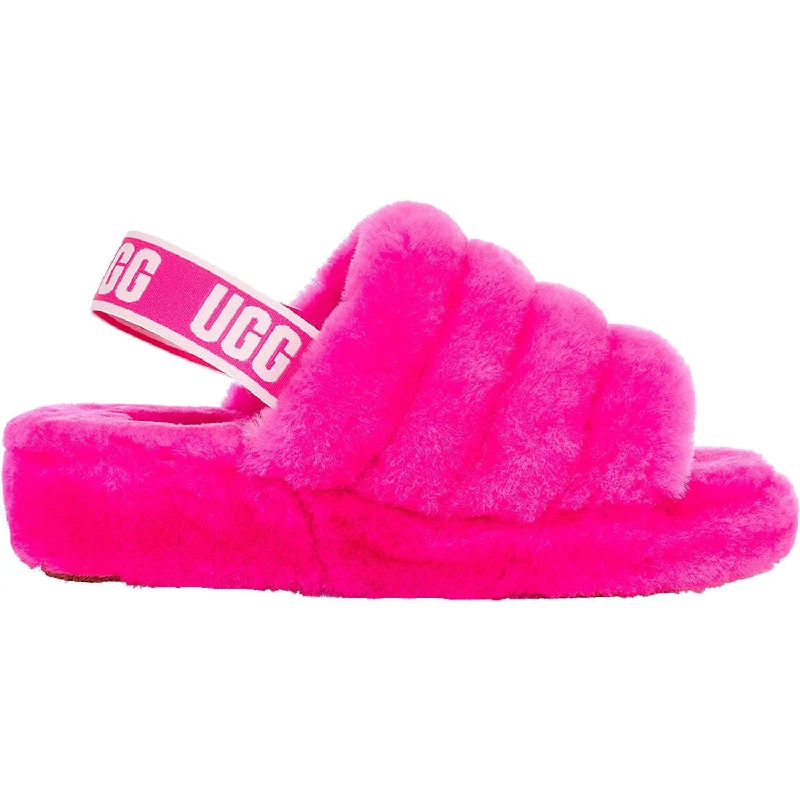 Dance Slippers-Stylish slippers for indoor lifestyle-Women's UGG Fluff Yeah Slide Rock Rose Sheepskin