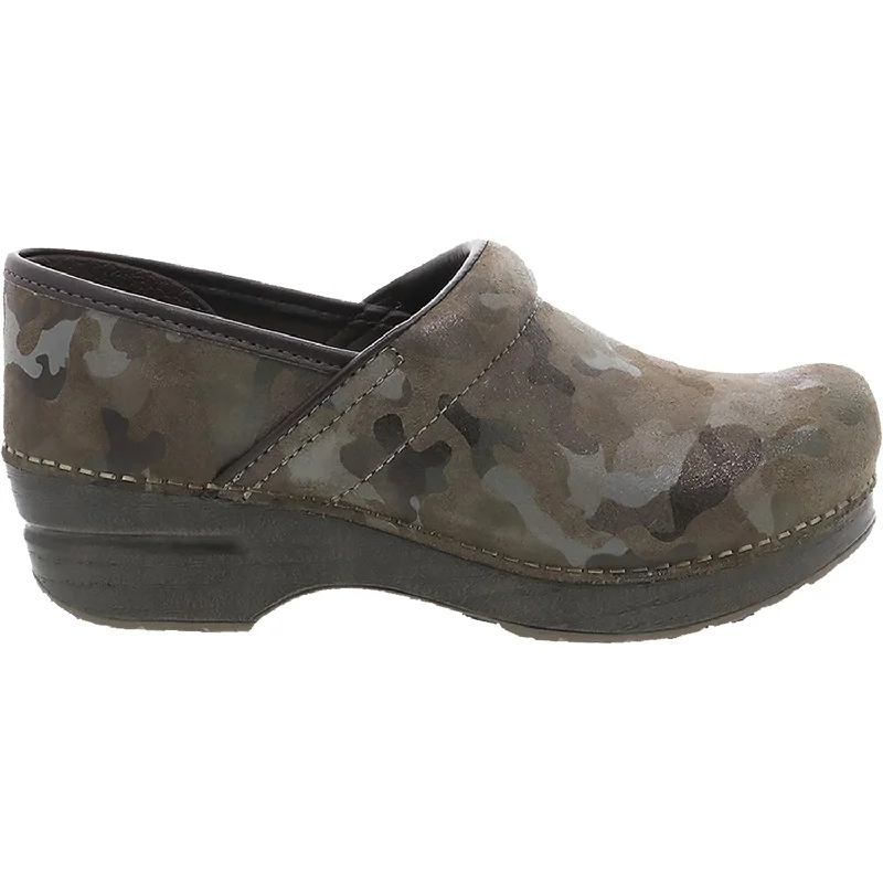 clogs for work comfort and style-Women's Dansko Professional Camo Suede