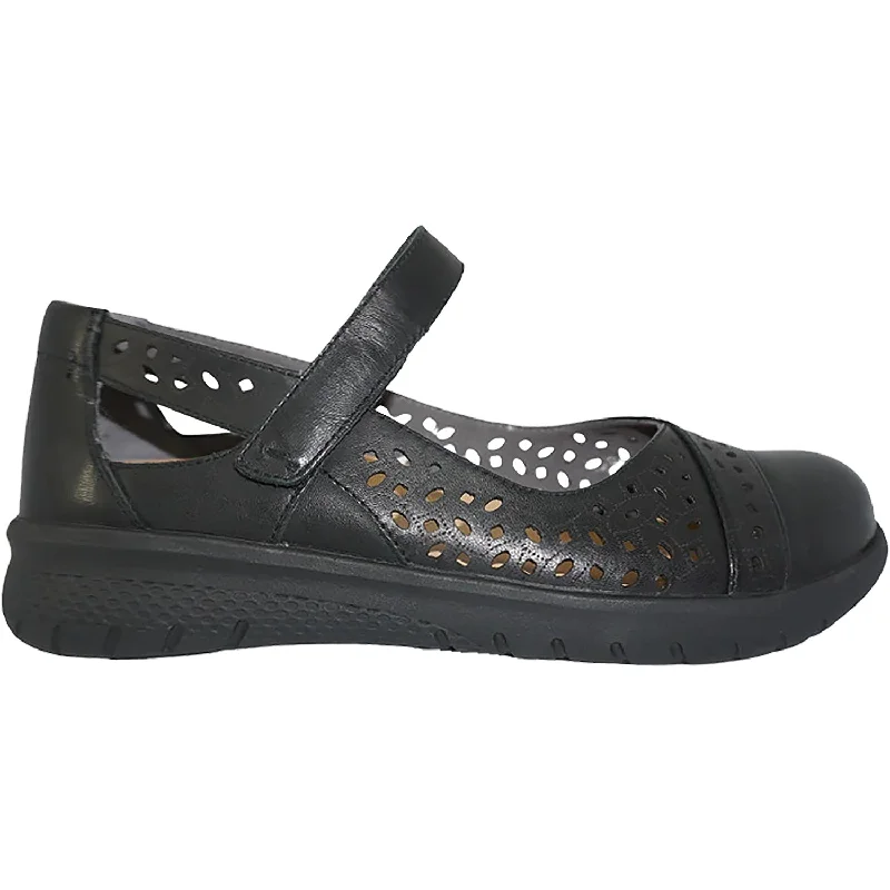 Casual Shoes with extra cushion-Casual-shoes-for-trekking-purposes-Women's Ziera Selmah Black Leather