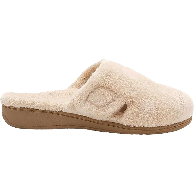 Fold-Down Slippers-Comfortable slippers for feeling cozy indoors-Women's Vionic Gemma Tan Terrycloth