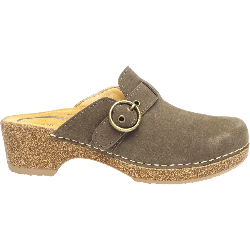 clogs for standing all day-Women's Aetrex Madison Olive Suede