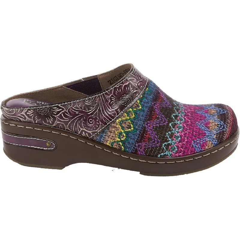 mules with fun embellishments-Women's L'Artiste by Spring Step Zigino Purple Multi Leather