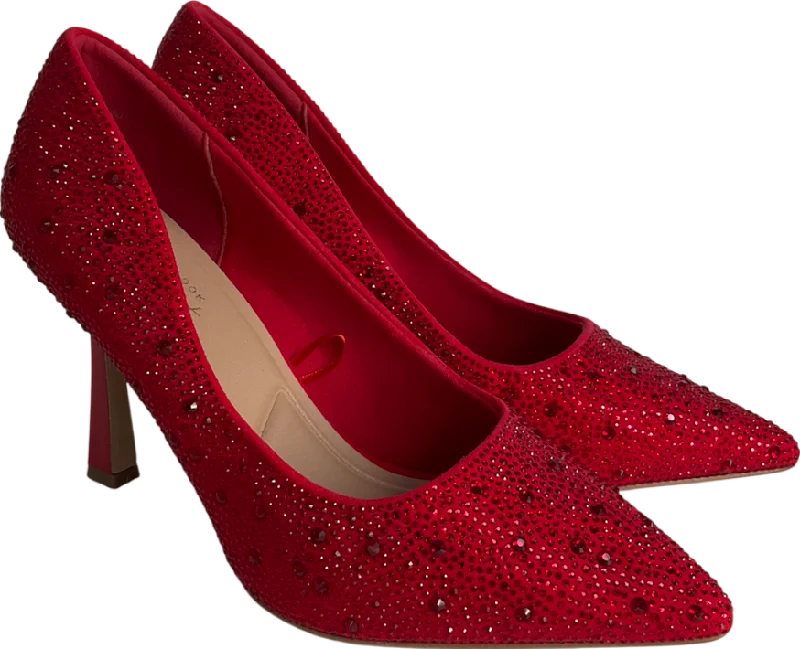 New Look Red Diamonte Pointed Heels UK 8 EU 41 👠