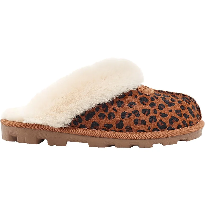 Geometric Slippers-Plush slippers for snug indoor wear-Women's UGG Coquette Leopard Natural Sheepskin