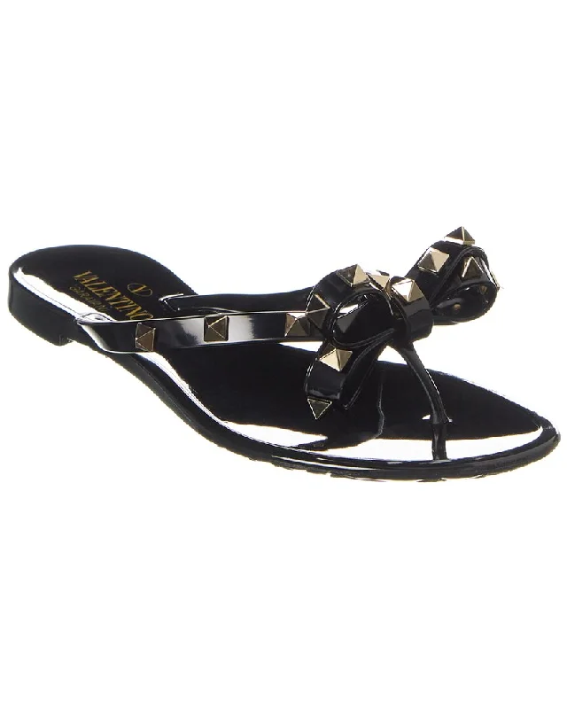 Futuristic Sandals-Comfortable sandals for walking in hot climates-Valentino Rockstud Rubber Flip Flop