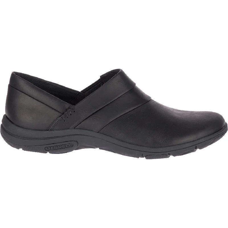 stylish clogs for comfortable feet-Women's Merrell Dassie Stitch Black Leather