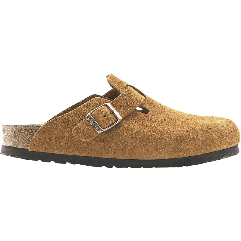 mules for relaxed home wear-Unisex Birkenstock Boston Soft Footbed Mink Suede