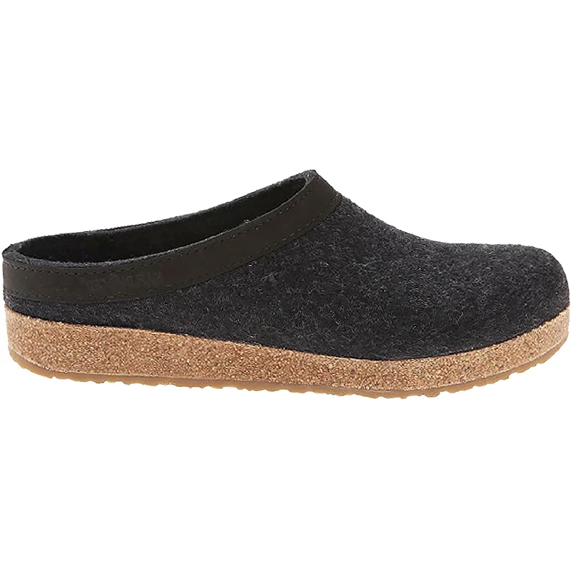 casual mules with flat heel-Unisex Haflinger GZL Charcoal Wool Felt