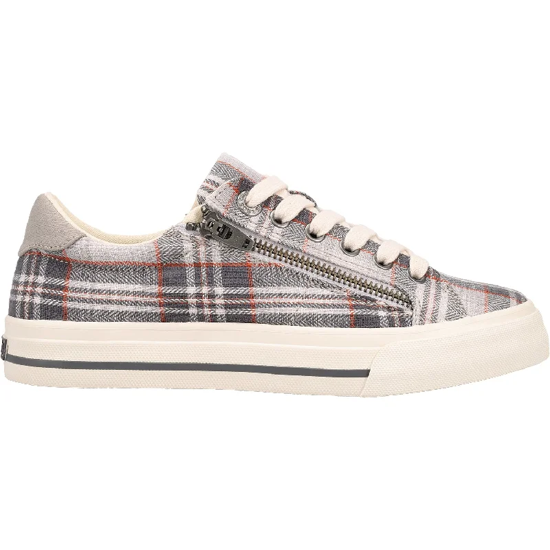 Casual Shoes with embroidery-Comfortable-casual-shoes-for-everywhere-Women's Taos Z Soul Grey Plaid Vintage Canvas