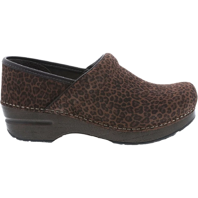 clogs with foot protection and cushion-Women's Dansko Professional Mini Leopard Suede